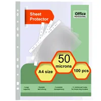 High quality sheet protectors, A4, polyethylene, 50 microns, transparent, 100 pcs in a pack.