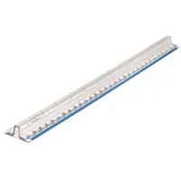 Ruler plastic, transparent with holder, 30cm.