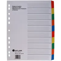 Paper divider, A4 format, colored,10 sections., colored.